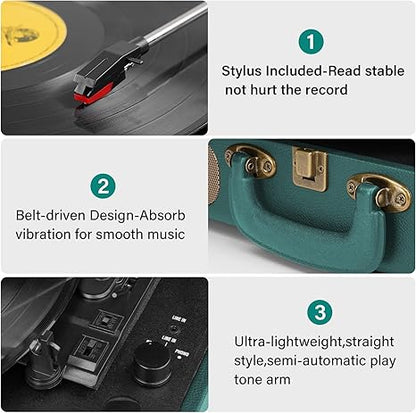 M433 Vinyl Record Player Bluetooth Suitcase Turntable