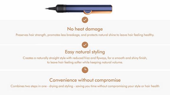 Dyson Airstrait dryer and straightener (Prussian Blue/Rich Copper)