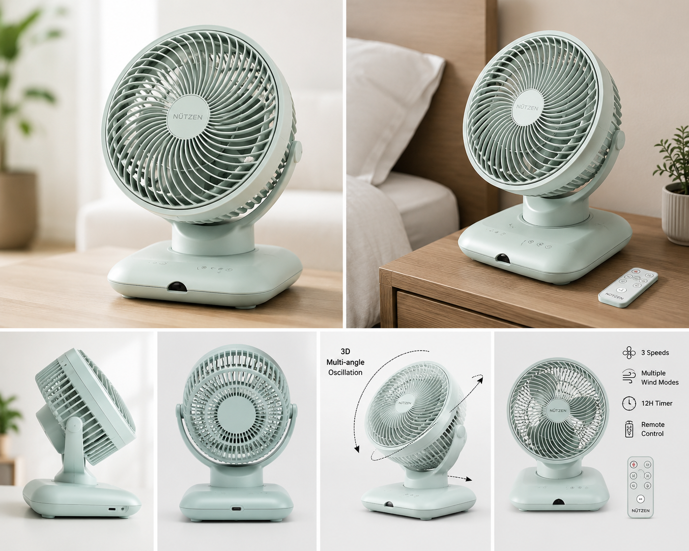 Nutzen NCFS-8T 3D Smart Circulation Fan